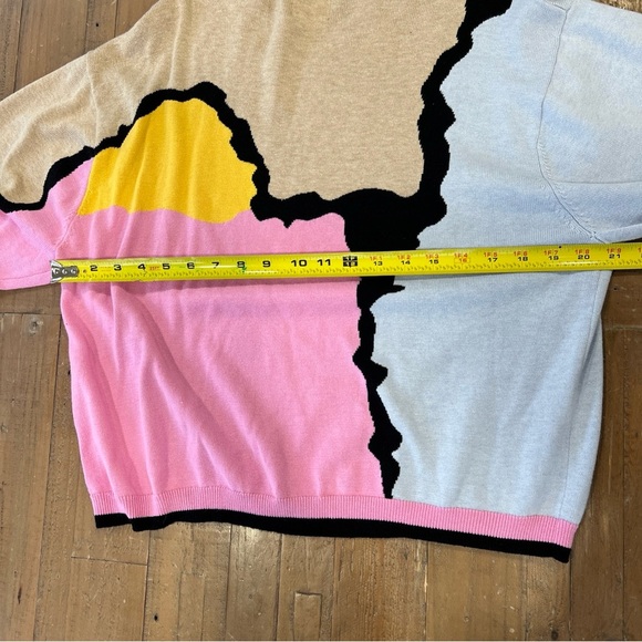 Wispr Aubrey Silk-Blend Cream Multicolor Pullover Sweater Women's Large abstract - Picture 9 of 9